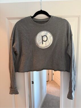 Pure BarreGray Cropped Sweatshirt with Metallic 'p' Logo